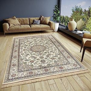 freundin Home Collection Almas Oosters tapijt, oosters laagpolig woonkamertapijt, zacht oosters tapijt, klassiek voor slaapkamer, eetkamer, woonkamer, hal, keuken, crème, 160 x 230 cm