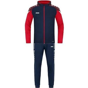 JAKO - Polyester Prestatietrainingspak Met Capuchon, Uniseks-Kind, Marine/Rood, 164