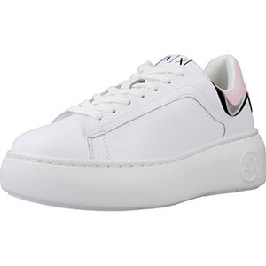 Armani Exchange Comfortabele pasvorm, lichte sneakers voor dames, wit (optical white), 41 EU Smal