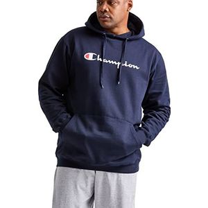 Champion, Powerblend, Fleece Hoodie, Comfortable Men's Sweatshirt, Logo (Reg Tall), Navy Script, 4X-Large Big
