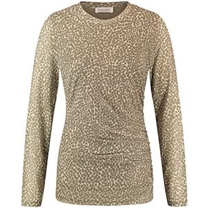 Gerry Weber Damesshirt met lange mouwen van mesh, met patroon, Shell Vanilla Khaki Print, 42