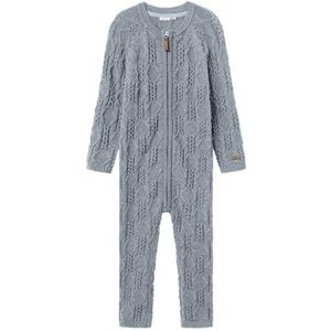 NAME IT Nmmwrilla Wool Ls Knit Suit rompertje voor jongens, grijs, 98 cm