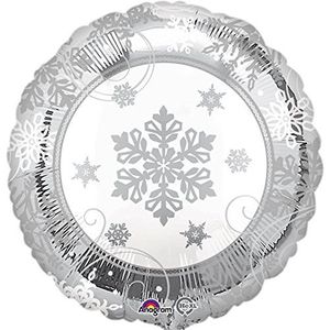 Amscan 3200001 - standaard folieballon glinsterende sneeuwvlok, diameter 43 cm, sneeuwvlok, kristal, Kerstmis, laat het sneeuw, heliumballon, party, decoratie