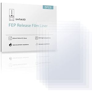 UniTak3D FEP Film, 5 stuks 140 x 200 mm voor Photon, Photon S, compatibel met ELEGOO Mars, Mars 2 PRO, Creality LD-002R, LD-002H, Wanhao duplicator 7, langoranje, Nova3d, voor UV DLP LCD 3D-printers