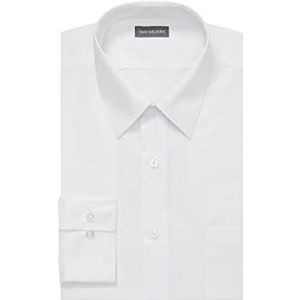 Van Heusen Herenoverhemd getailleerd poplin effen, Wit, 17 Neck / 32-33 Sleeve