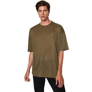 Trendyol Mannelijk Oversized Basic Crew Neck Gebreid T-shirt Khaki, kaki, XL
