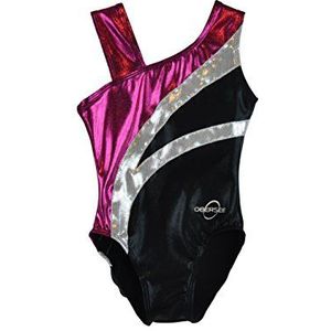 Obersee O3GL067CXS Turnpakje voor meisjes, zwarte bogen, CXS kind (3-4 jaar)