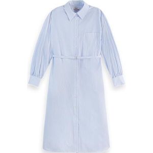 Scotch & Soda Core Poplin Shirt Jurk Vrijetijdsjurk, Witte en Blauwe Strepen 125, 38 Vrouwen, Witte en blauwe strepen 125, 36