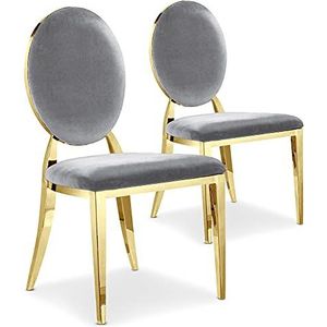 Menzzo Sofia roestvrijstalen stoelen, velours, grijs, L45 x P47 x H90