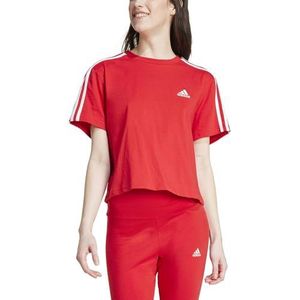 adidas Dames Essentials 3-Stripes Single Jersey Crop Top, better scarlet, XS