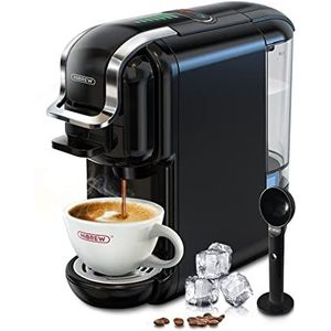 Hibrew H2B Capsule koffiezetapparaat, 5 in 1 multi-capsule koffiemachine, Compatibel met Dolce Gusto/Nespresso/K-cup/ESE pods/gemalen koffie, Automatische stop, Perfecte espresso, Zwart