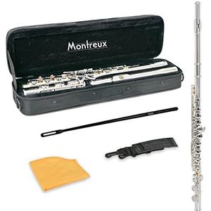 Montreux Student Fluit Voor Beginners Met Lichtgewicht Beschermende Draagtas - Verzilverd, Offset G, Split E Mechanisme, C Voet