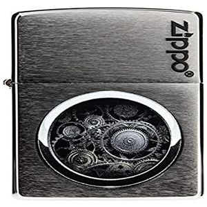 Zippo - Gears in Circle, logo - geborsteld chroom - Essence aansteker, winddicht, oplaadbaar, in hoogwaardige geschenkdoos 60001895 normaal