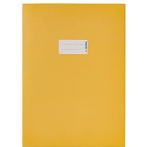 HERMA 5521 Schrift, A4, papier, geel, met tekstvak van krachtig gerecycled oud papier en rijke kleuren, voor schoolschriften, gekleurd