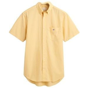 GANT Reg Poplin Ss Shirt voor heren, klassiek shirt met korte mouwen, Dusty Yellow, M