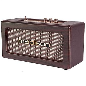 Madison - FREESOUND-VINTAGE-WD - Op batterijen werkende vintage luidspreker met USB, Bluetooth en AUX-IN - 2 x 10W - Afgewerkt in hout