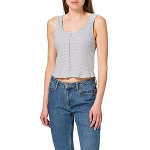 LTB Jeans Dames Fomite shirt met schouderbandjes, White Black Stripes 5246, L