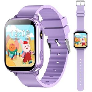 PTHTECHUS Smart Watch voor kinderen, kinderhorloge met fotoapparaat, MP3-speler, leren en spelen, kindercadeau voor jongens en meisjes van 3-12 jaar, paars