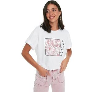 Trendyol Dames Regular Basic T-shirt met ronde hals, Kleur: wit, XS
