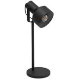 EGLO Tafellamp Casibare, 1-lichts bureaulamp in industrieel en monochroom design, nachtlampje van zwart metaal, tafel lamp voor kantoor met schakelaar, E27 fitting