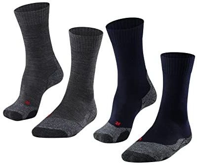 FALKE Heren Wandelsokken TK2 Explore Multipack M So wol functioneel materiaal anti-blaar dik 2 paar, Veelkleurig Navy Blue Dark Grey 0010, 46-48