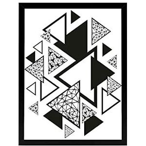 Homemania Afbeelding met lijst, geometrisch, driehoekig, decoratie, muurkunst, woonkamer - meerkleurig van MDF, glas, papier, karton, 32 x 3,6 x 42 cm