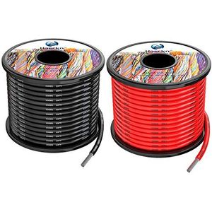 10 awg 5.2mm² Silicone Electrical Wire Cables 50 Feet [25ft Black and 25ft Red] 10 Gauge 600V Soft and Flexible Hook Up Oxygen Free Stranded Tinned Copper Wire Model Battery Cable