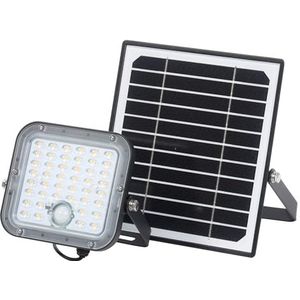 LEDVANCE LED solar buitenlamp Endura Outdoor zwart met schijnwerper en zonnepaneel, 5 m lange kabel, met afstandsbediening en PIR-bewegingsmelder, 10 W, 1400 lm, 840, 4000 K lichtkleur, EEK A
