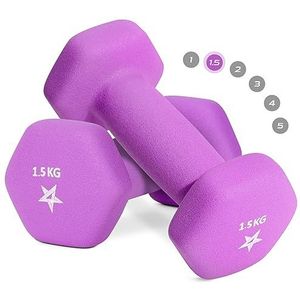Yes4All Neopreen Dumbbell Pair 1.5KG Hand Gewicht Krachttraining voor Thuis Gym Fitness - 1.5KG Paars