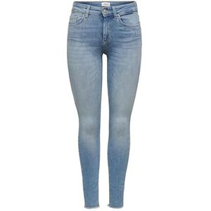 ONLY Dames ONLBLUSH MID SK AK RAW DNM REA1467 NOOS jeansbroek, Light Blue Denim, XXSW / 32L, blauw (light blue denim), XXS x 32L