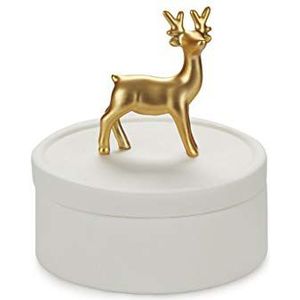 Balvi Deerling Sieradendoos, kleur wit en goud, mat, kleine keramische doos voor sieraden met C