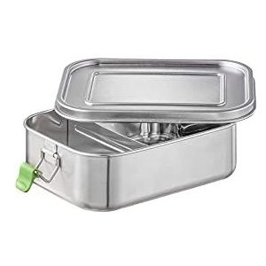 APS Hoogwaardige duurzame roestvrijstalen lunchbox/lunchbox 1100 ml inclusief verdeler/lekvrije voedselopslag/bentobox voor kinderen, vrije tijd en volwassenen/medium lunchbox,zilver