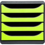 Exacompta - ref. 310725D - Ladebox - Bureau - kantoor BIG-BOX met 4 laden voor A4+ documenten - Afmetingen: Diepte 34,70 x Breedte 27,80 x Hoogte 26,70cm - Zwart/Apple groen