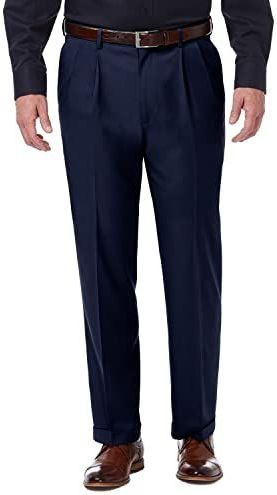 Haggar - Comfortbroek - Blauw - Hoge Kwaliteit - Geplooid Voor