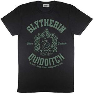 Harry Potter Slytherin Quidditch T-shirt, Volwassenen, S-2XL, Schwarz, Officiële Koopwaar