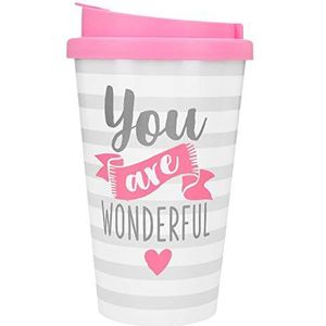 Depesche 2180.047 to-Go plastic beker met spreuk, 350 ml, You Are Wonderful, meerkleurig