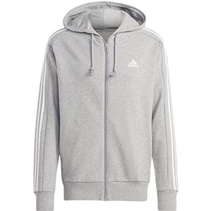 adidas Essentials French Terry Hoodie met rit, Medium Grey Heather/White, S