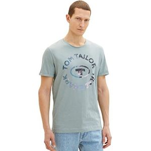 TOM TAILOR Heren T-shirt met print, 28129 - Light Ice Blue, M