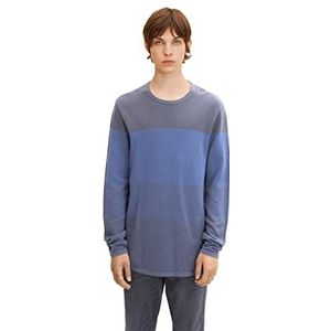 TOM TAILOR Denim Uomini trui met strepen 1032326, 30482 - Petrol Grey Structured Degrade, S