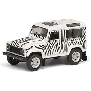 Schuco 452021800 Land Rover Safari Defender, modelauto, schaal 1:64, zebra, wit/zwart