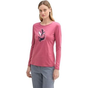 TOM TAILOR T-shirt met lange mouwen voor dames, 21181 - Wine Rose Pink, XXL