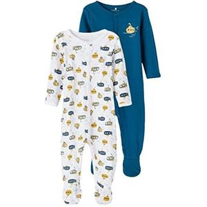 NAME IT Baby pyjama dubbelpak voor jongens, biologisch katoen, legioenblauw, 50 cm