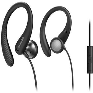 Philips A1105BK Sport in-ear hoofdtelefoon met oorhaak voor een goede grip, diepe bas, zweetbestendig, 3,5 mm aansluiting TAA1105BK