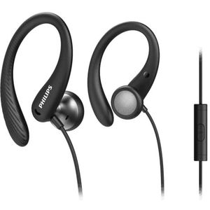 Philips A1105BK Sport in-ear hoofdtelefoon met oorhaak voor een goede grip, diepe bas, zweetbestendig, 3,5 mm aansluiting TAA1105BK