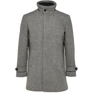 SELETED HOMME Slhreuben Wool Coat Noos Korte jas voor heren, grijs, XL