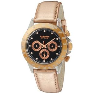 K&Bros Dames chronograaf kwarts horloge met lederen armband 9533-2-600, Band