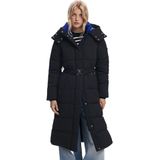 Lange gewatteerde jas met riem