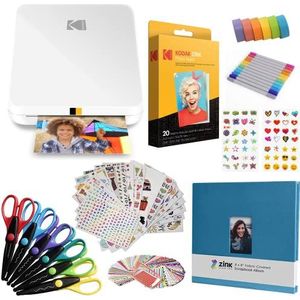 Kodak Step Slim Instant mobiele fotoprinter - Kit: 20 pakjes Zink papier, Schaar, plakboekalbum, stiften, stickersets