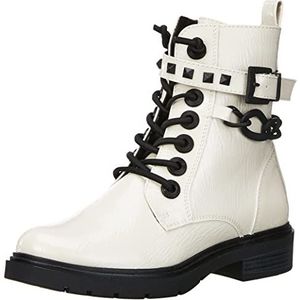 Marco Tozzi Dames 2-2-25247-29 veterboot mode laarzen, crème patent, 39 EU