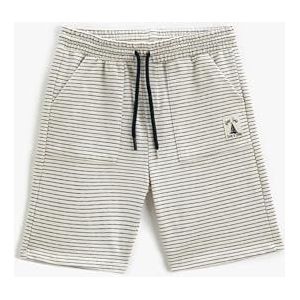 Koton Boys Shorts Zakken Trekkoord Label Detail, Ecru Stripe (04s), 5-6 Jaar